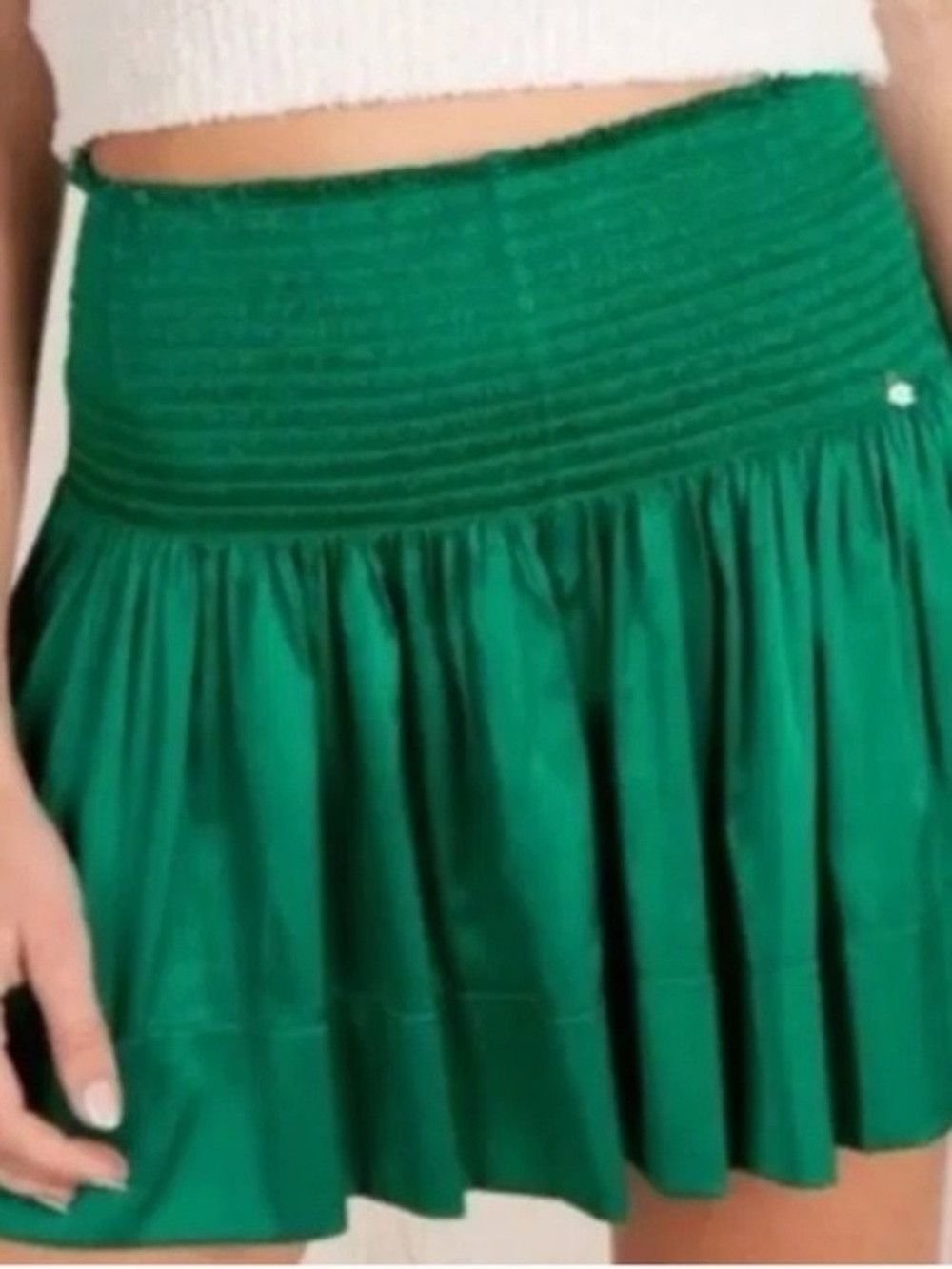 NATURAL LIFE Emerald Green Smocked Circle Shorts